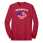 America Lips Long Sleeve Tee - Red