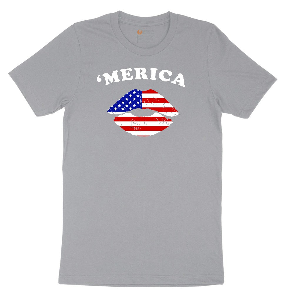 America Lips Short Sleeve Tee - Athletic Heather Grey