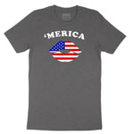 America Lips Short Sleeve Tee - Dark Heather Grey