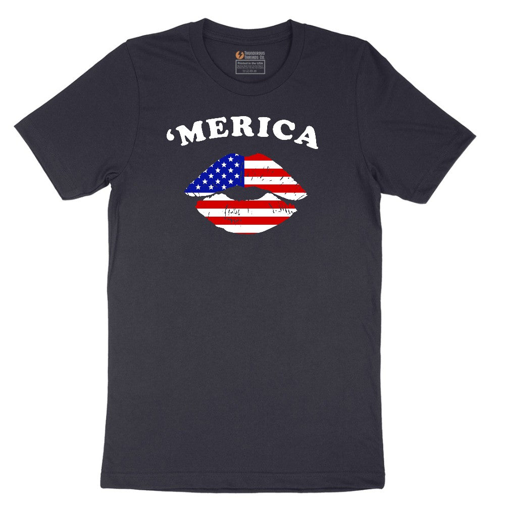 America Lips Short Sleeve Tee - Deep Navy