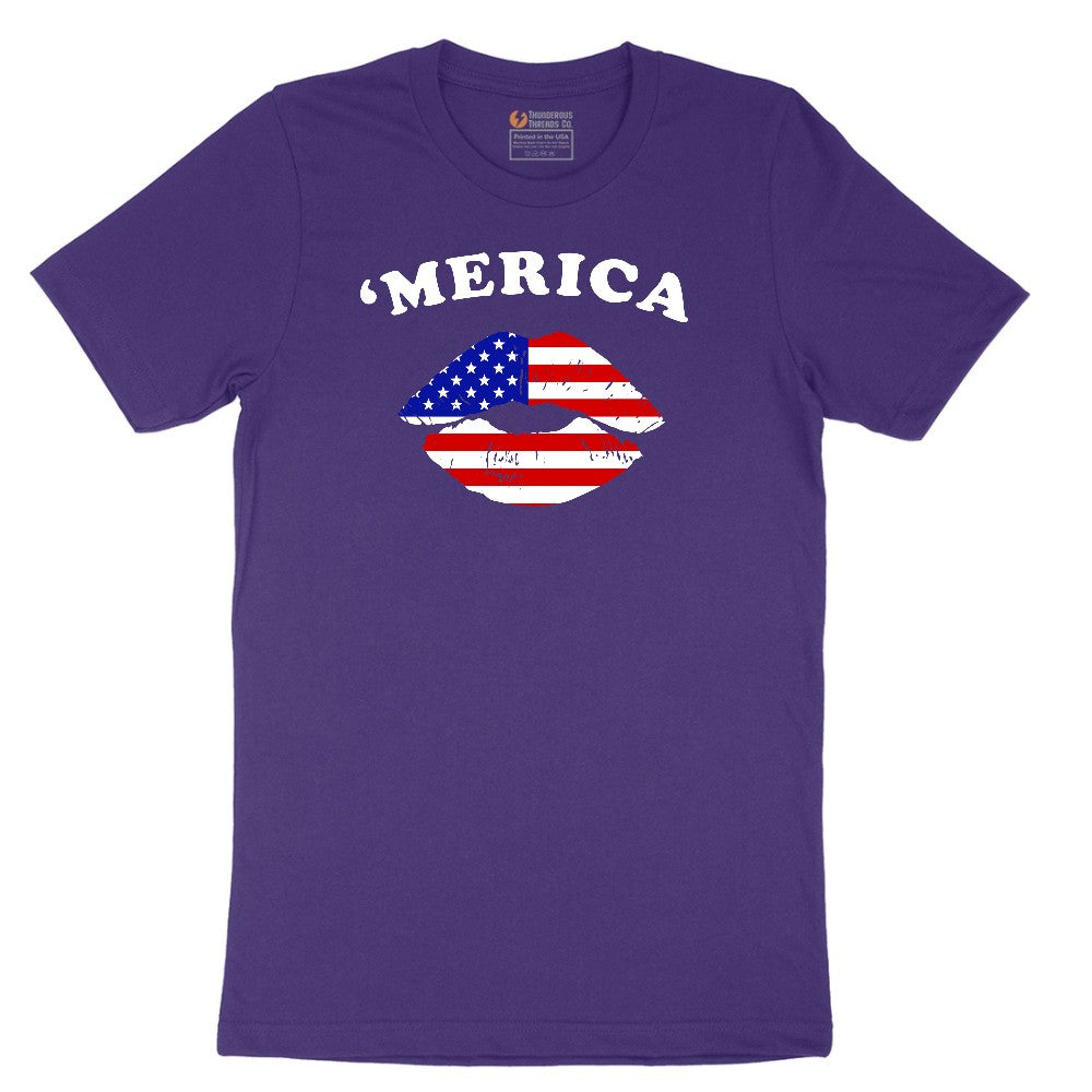 America Lips Short Sleeve Tee - Team Purple