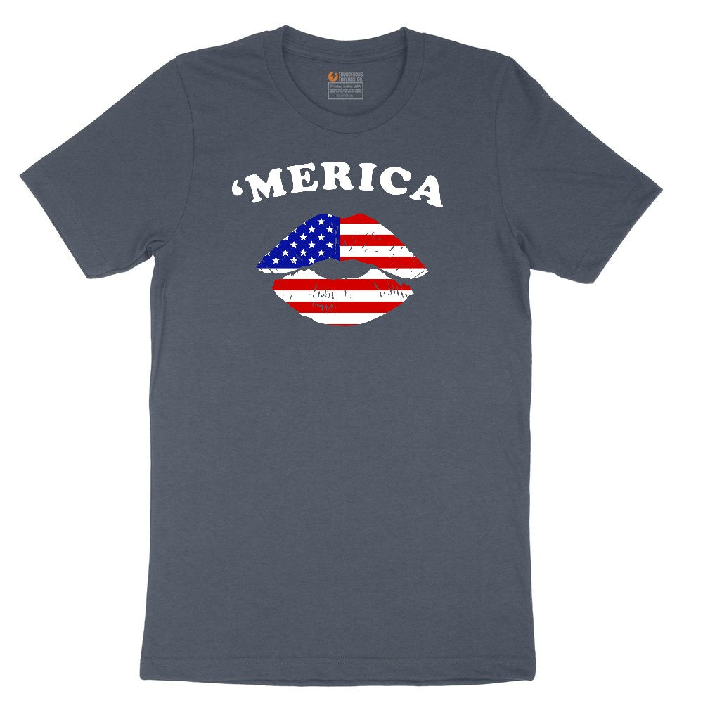 America Lips Toddler Short Sleeve Tee - Heather Navy