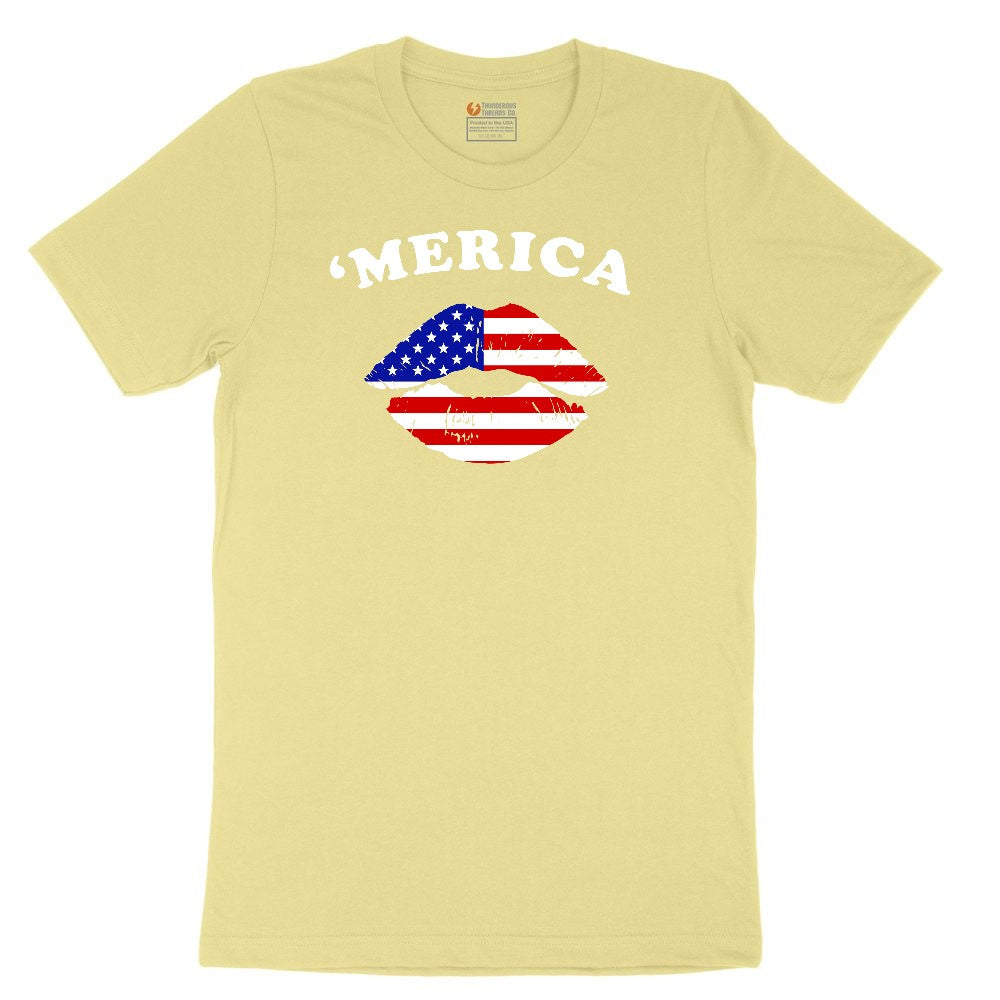 America Lips Toddler Short Sleeve Tee - Yellow