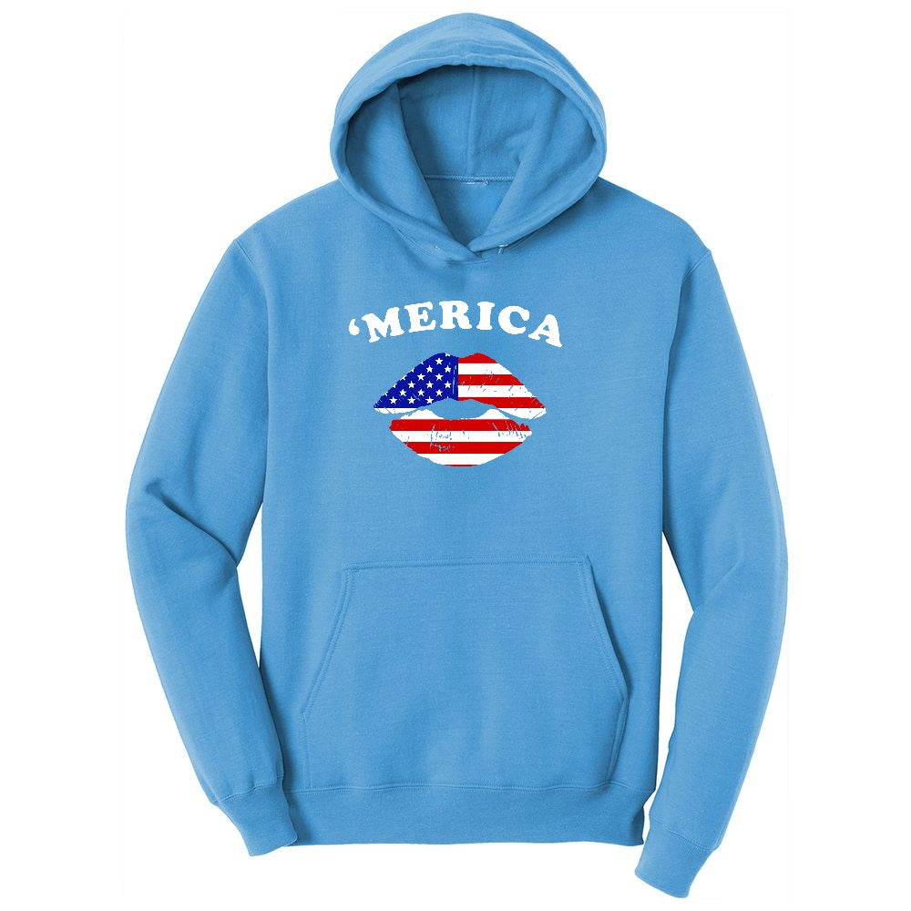 America Lips Youth Hoodie - Aquatic Blue
