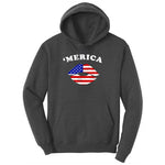 America Lips Youth Hoodie - Dark Heather Grey