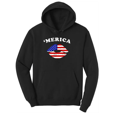 America Lips Youth Hoodie - Jet Black