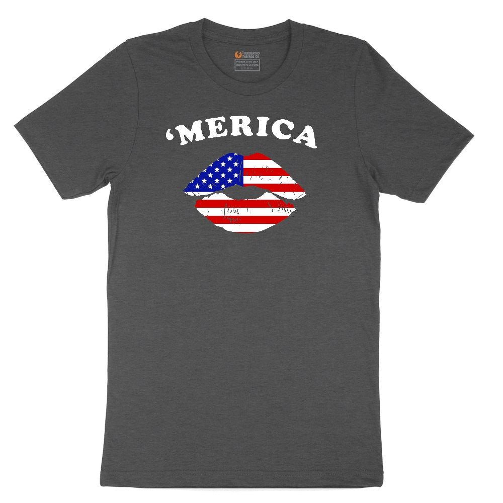 America Lips Youth Short Sleeve Tee - Dark Heather Grey