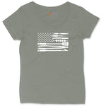American Flag Barbeque Tools Ladies Curvy Tee - Bamboo Blackout