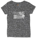 American Flag Barbeque Tools Ladies Curvy Tee - Black Leopard