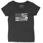 American Flag Barbeque Tools Ladies Curvy Tee - Black