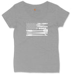 American Flag Barbeque Tools Ladies Curvy Tee - Granite Heather