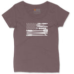 American Flag Barbeque Tools Ladies Curvy Tee - Sangria Blackout