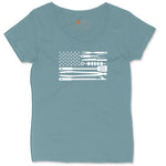 American Flag Barbeque Tools Ladies Curvy Tee - Surf Blackout