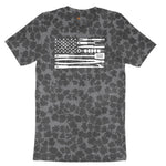 American Flag Barbeque Tools Ladies Short Sleeve Tee - Black Leopard