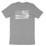 American Flag Barbeque Tools Ladies Short Sleeve Tee - Granite Heather