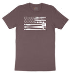 American Flag Barbeque Tools Ladies Short Sleeve Tee - Sangria Blackout