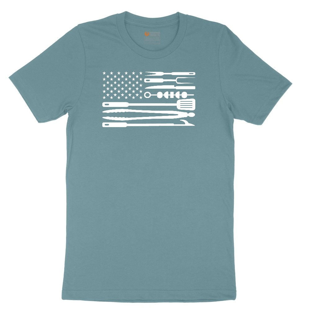 American Flag Barbeque Tools Ladies Short Sleeve Tee - Surf Blackout