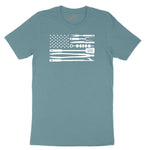 American Flag Barbeque Tools Ladies Short Sleeve Tee - Surf Blackout
