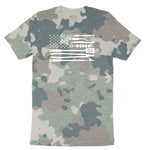 American Flag Barbeque Tools Ladies Short Sleeve Tee - Vintage Camo