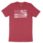 American Flag Barbeque Tools Ladies Short Sleeve Tee - Vintage Red
