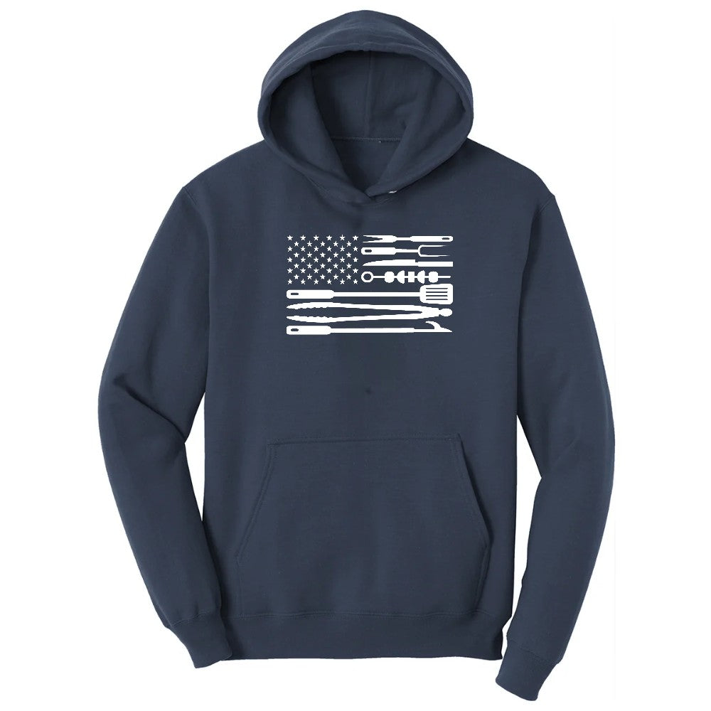 American Flag Barbeque Tools Hoodie - Navy