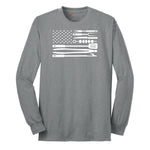 American Flag Barbeque Tools Long Sleeve Tee - Athletic Grey