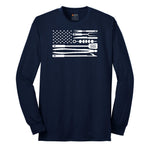 American Flag Barbeque Tools Long Sleeve Tee - Navy