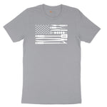 American Flag Barbeque Tools Short Sleeve Tee - Athletic Heather Grey