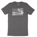 American Flag Barbeque Tools Short Sleeve Tee - Dark Heather Grey