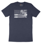 American Flag Barbeque Tools Short Sleeve Tee - Heather Navy