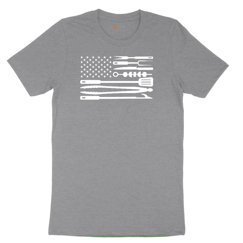 American Flag Barbeque Tools Toddler Short Sleeve Tee - Athletic Heather