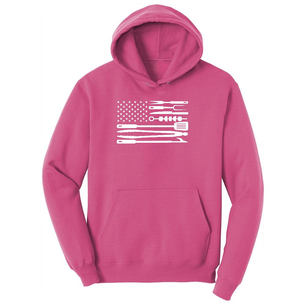 American Flag Barbeque Tools Youth Hoodie - Sangria
