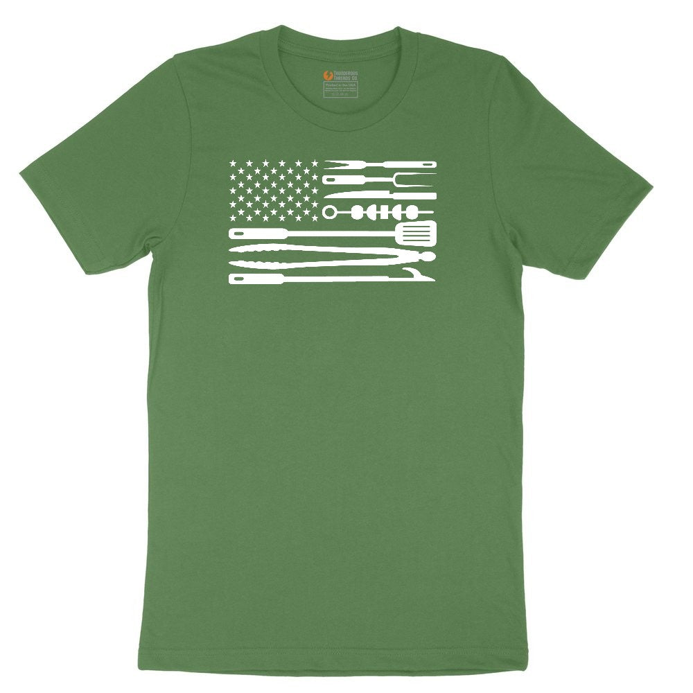 American Flag Barbeque Tools Youth Short Sleeve Tee - Athletic Kelly