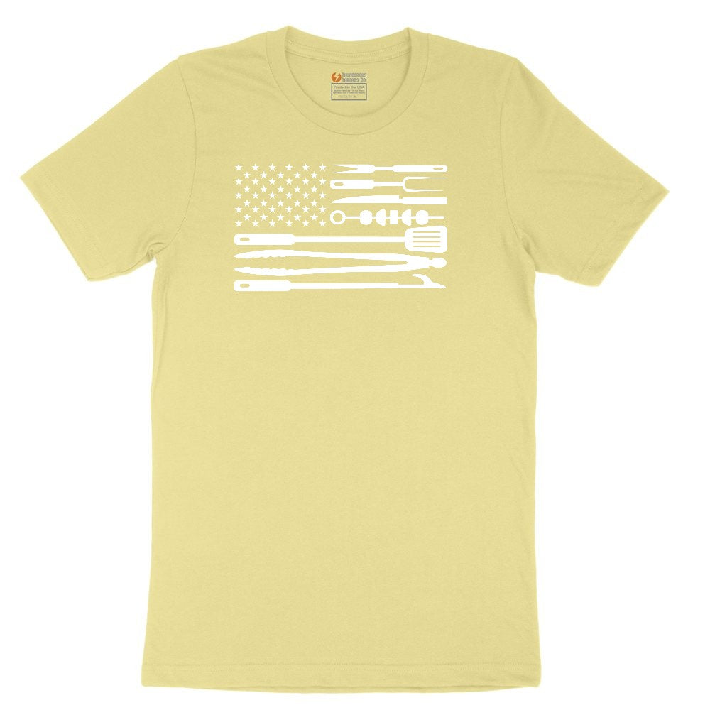 American Flag Barbeque Tools Youth Short Sleeve Tee - Yellow