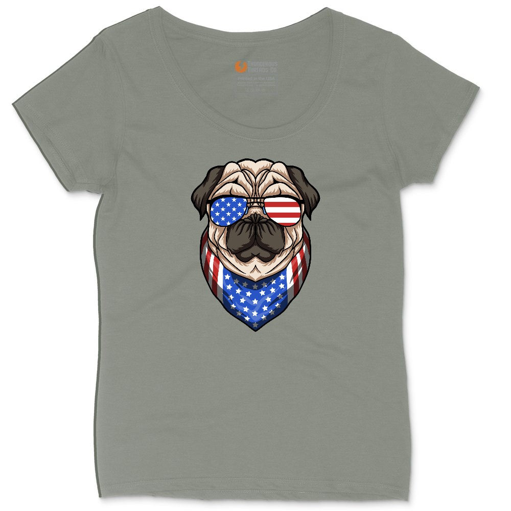 American Pug Ladies Curvy Tee - Bamboo Blackout