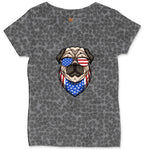 American Pug Ladies Curvy Tee - Black Leopard