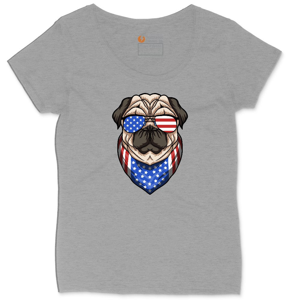 American Pug Ladies Curvy Tee - Granite Heather