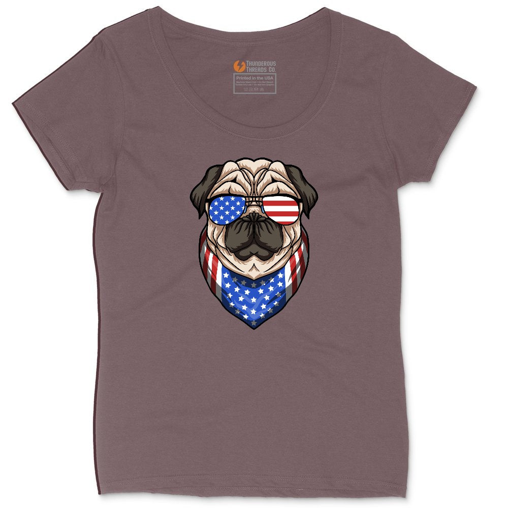 American Pug Ladies Curvy Tee - Sangria Blackout