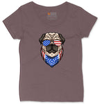 American Pug Ladies Curvy Tee - Sangria Blackout