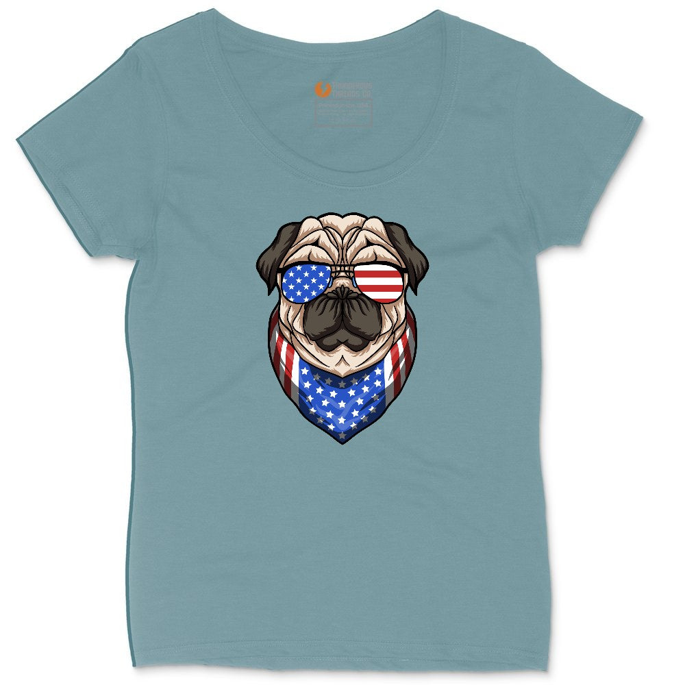 American Pug Ladies Curvy Tee - Surf Blackout