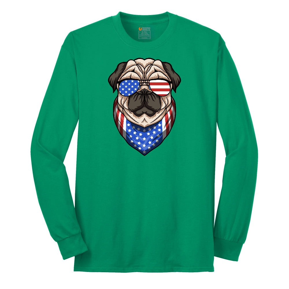 American Pug Long Sleeve Tee - Kelly Green