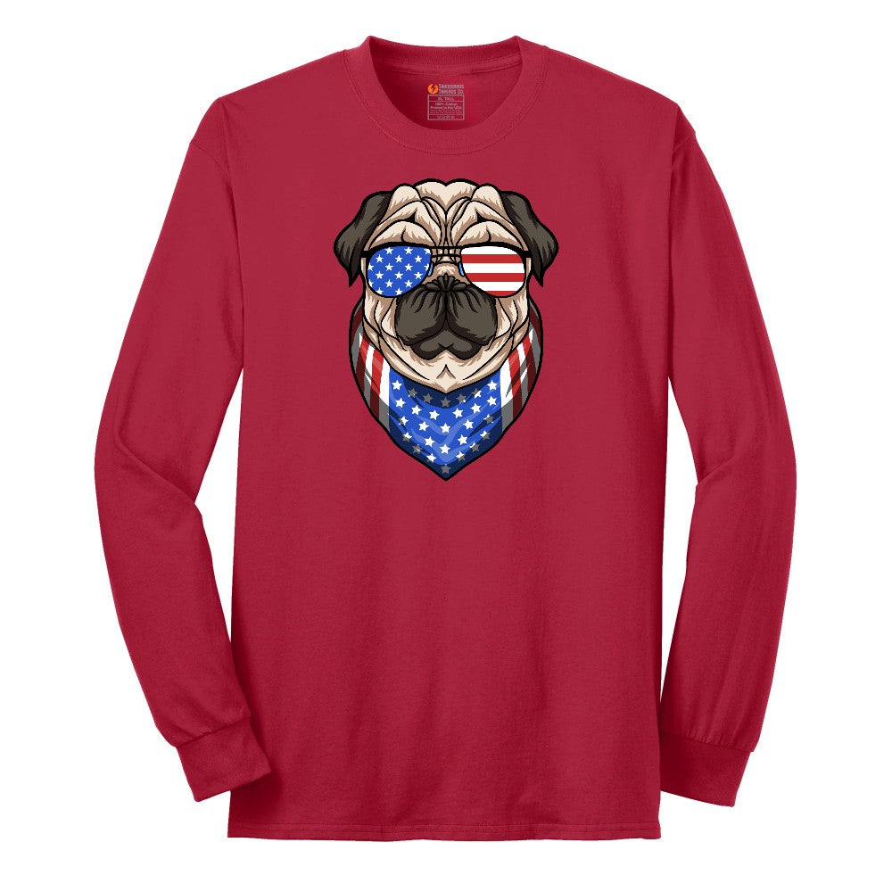 American Pug Long Sleeve Tee - Red
