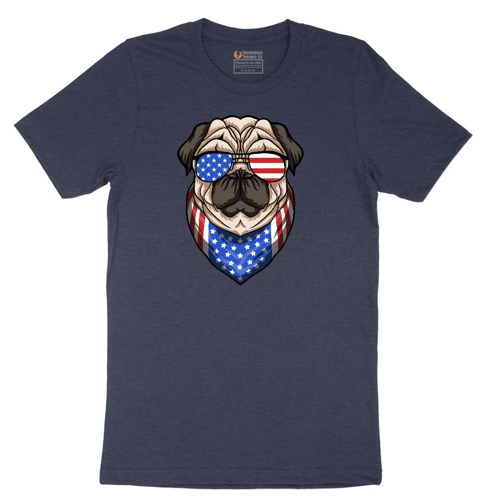 American Pug Short Sleeve Tee - Heather Navy