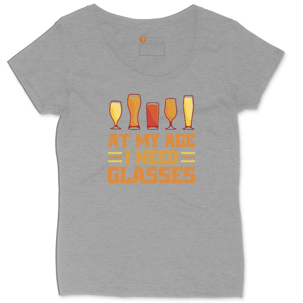 At My Age I Need Glasses Ladies Curvy Tee - Granite Heather