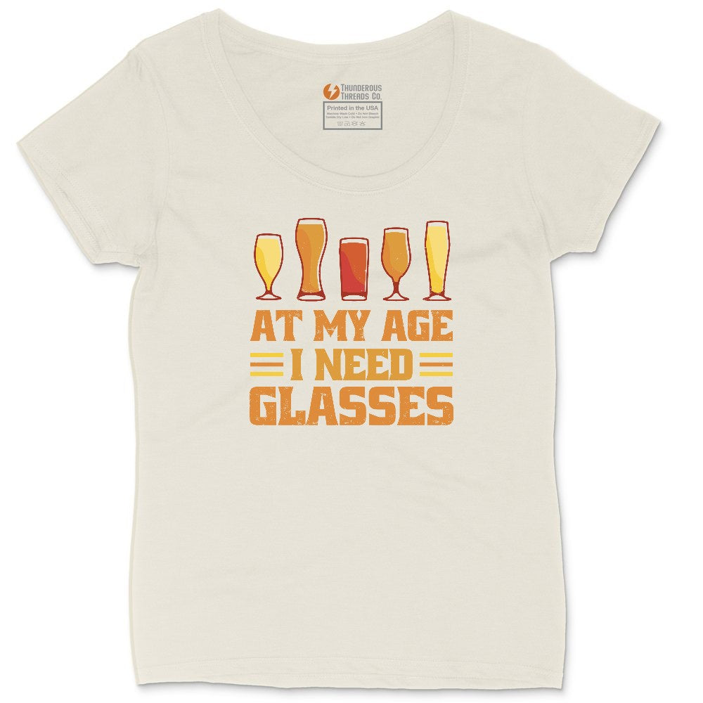 At My Age I Need Glasses Ladies Curvy Tee - Natural Heather
