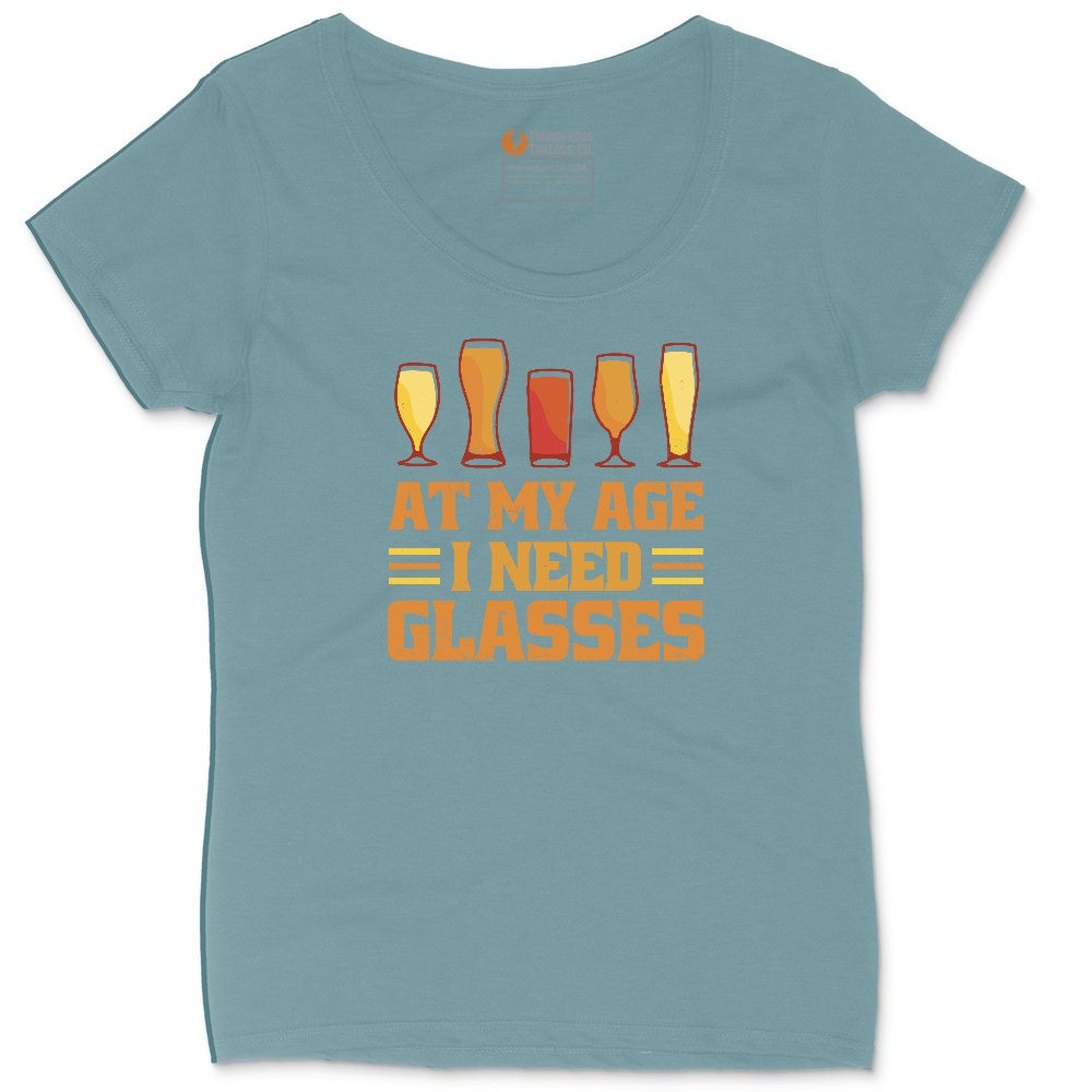 At My Age I Need Glasses Ladies Curvy Tee - Surf Blackout
