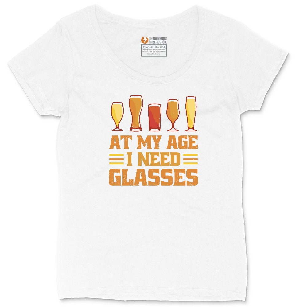At My Age I Need Glasses Ladies Curvy Tee - White