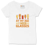 At My Age I Need Glasses Ladies Curvy Tee - White