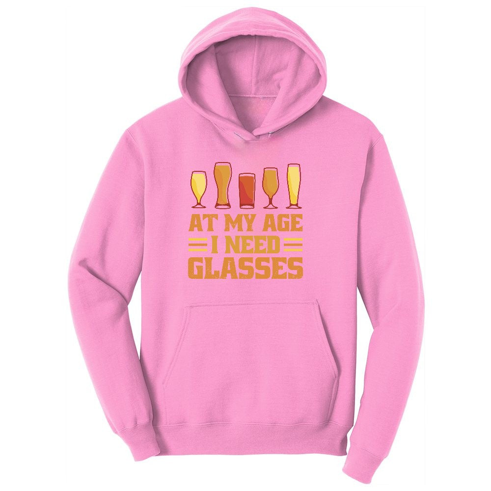 At My Age I Need Glasses Ladies Hoodie - Candy Pink