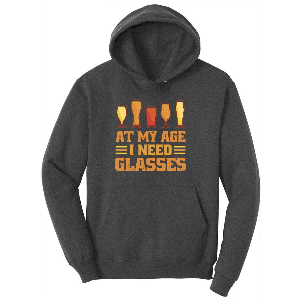 At My Age I Need Glasses Ladies Hoodie - Dark Heather Grey